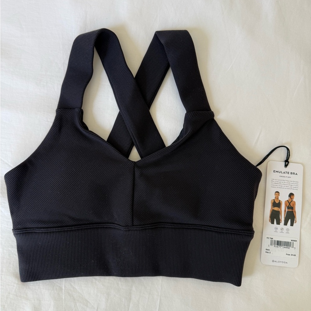 ALO Yoga Black Emulate Sports Bra Size S NWT